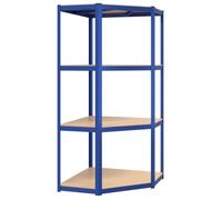 “Winter Sale""TOP Étagère industrielle Bleu - Étagère d'angle à 4 niveaux Bleu Acier et bois d'ingénierie PRO77315