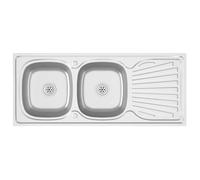 “Winter Sale""TOP Évier/lavabo pour cuisine/salle de bain Argent - Évier de cuisine à double évier argenté 1200x600x155 mm inox