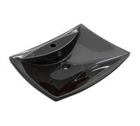 “Winter Sale""TOP Évier/lavabo pour cuisine/salle de bain Noir - Lavabo rectangulaire en céramique noir de luxe avec trop-plein et