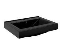 “Winter Sale""TOP Évier/lavabo pour cuisine/salle de bain Noir - Vasque à poser en céramique noir perçage pour la robinetterie 60x46c