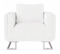 “Winter Sale""TOP Fauteuil Chaise de relaxation Blanc - Fauteuil cube avec pieds chromés Blanc Similicuir PRO99115