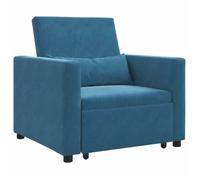“Winter Sale""TOP Fauteuil Chaise de relaxation Bleu - Canapé Lit Simple avec des roues Bleu 90x165x87cm Velours PRO80808