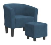 “Winter Sale""TOP Fauteuil Chaise de relaxation Bleu - Chaise cabriolet avec repose-pied bleu foncé velours PRO54291