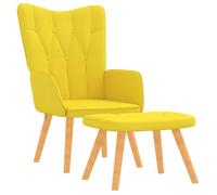 “Winter Sale""TOP Fauteuil Chaise de relaxation Jaune - Chaise de relaxation avec tabouret Jaune moutarde Tissu PRO57273
