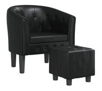 “Winter Sale""TOP Fauteuil Chaise de relaxation Noir - Chaise cabriolet avec repose-pied noir similicuir PRO68150