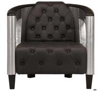 “Winter Sale""TOP Fauteuil Chaise de relaxation Noir - Fauteuil en style d'aviation noir cuir véritable PRO75811