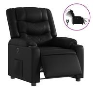 “Winter Sale""TOP Fauteuil Chaise de relaxation Noir - Fauteuil inclinable électrique Noir Similicuir PRO19579