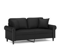 “Winter Sale""TOP Fauteuil/Chaise-Sofa Noir - Canapé 2 places avec oreillers décoratifs noir 140cm similicuir PRO75670