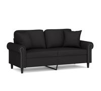 “Winter Sale""TOP Fauteuil/Chaise-Sofa Noir - Canapé 2 places avec oreillers décoratifs noir 140cm velours PRO43834