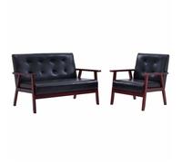 “Winter Sale""TOP Fauteuil/Chaise-Sofa Noir - Ensemble de canapés 2 pcs noir similicuir PRO85493