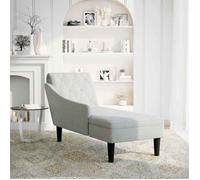 “Winter Sale""TOP Fauteuil long Gris - Fauteuil long avec coussin et accoudoir droit gris nuage tissu PRO41582