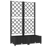 “Winter Sale""TOP lit surélevé en gabion Noir - Jardinière avec treillis Noir 80x40x121,5cm PP PRO12650