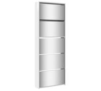 “Winter Sale""TOP Meuble à chaussures Blanc - Armoire chaussures miroir 5niveaux blanc brillant 63x17x169,5cm PRO86373