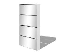 “Winter Sale""TOP Meuble à chaussures Blanc - Meuble à chaussures 4 étagères et miroir 63x17x134cm Blanc PRO18619