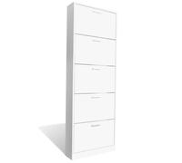 “Winter Sale""TOP Meuble à chaussures Blanc - Meuble à chaussures en bois avec 5 compartiments Blanc PRO73257