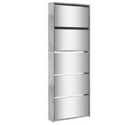 “Winter Sale""TOP Meuble à chaussures Gris - Armoire à chaussures miroir 5 niveaux gris béton 63x17x169,5cm PRO41824