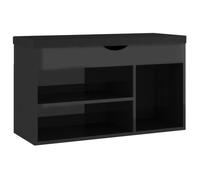 “Winter Sale""TOP Meuble à chaussures Noir - Banc à chaussures et coussin Noir brillant Bois d'ingénierie PRO14357