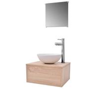 “Winter Sale""TOP Meuble de lavabo de salle de bain Beige - Meuble de salle de bain 4 pcs avec lavabo et robinet Beige PRO65195