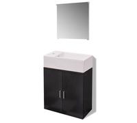 “Winter Sale""TOP Meuble de lavabo de salle de bain Noir - Meubles de salle de bains trois pièces Noir PRO42332