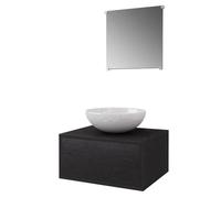 “Winter Sale""TOP Meuble de lavabo de salle de bain Noir - Meubles de salle de bains trois pièces Noir PRO46142