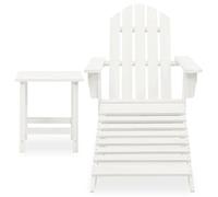 “Winter Sale""TOP meuble d'extérieur arrière-cour, terrasse Blanc - Chaise de jardin Adirondack avec pouf et table Sapin Blanc PRO537