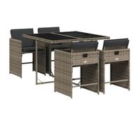 “Winter Sale""TOP meuble d'extérieur arrière-cour, terrasse Gris - Ensemble à manger de jardin 5 pcs coussins gris résine tressée