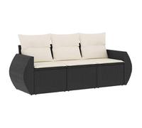 “Winter Sale""TOP meuble d'extérieur arrière-cour, terrasse Noir - Salon de jardin 3 pcs avec coussins noir résine tressée PRO36641