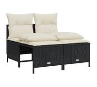 “Winter Sale""TOP meuble d'extérieur arrière-cour, terrasse Noir - Salon de jardin 4 pcs avec coussins noir résine tressée PRO22836