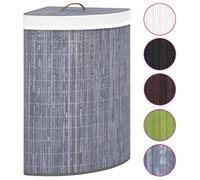 “Winter Sale""TOP Panier à linge Gris - Panier à linge d'angle Bambou Gris 60 L PRO30381