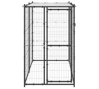 “Winter Sale""TOP Parc pour chien Noir - Chenil d'extérieur pour chiens Acier avec toit 110x220x180cm PRO52264