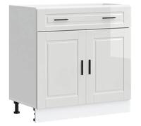 “Winter Sale""TOP Placard suisine Blanc - Armoire de cuisine Porto blanc brillant bois ingénierie PRO80665