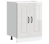 “Winter Sale""TOP Placard suisine Blanc - Meuble bas pour évier Kalmar blanc brillant 60x46x81,5cm PRO58556