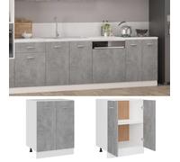 “Winter Sale""TOP Placard suisine Gris - Meuble bas ""Lyon"" Gris béton 60x46x81,5cm - bois d'ingénierie PRO99088