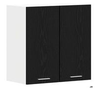 “Winter Sale""TOP Placard suisine Noir - Armoire suspendue avec étagère Riga Chêne noir 60x31x60cm PRO48217