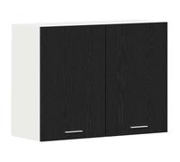 “Winter Sale""TOP Placard suisine Noir - Armoire suspendue avec étagère Riga Chêne noir 80x31x60cm PRO15436