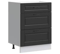 “Winter Sale""TOP Placard suisine Noir - Meuble bas de cuisine « Porto » en bois d'ingénierie noir PRO88789