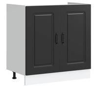 “Winter Sale""TOP Placard suisine Noir - Meuble bas pour évier Kalmar noir 80x46x81,5cm - bois ingénierie PRO28459