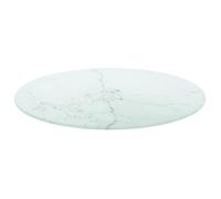 “Winter Sale""TOP Plateau de table Blanc - Dessus de table blanc Ø50x0,8cm verre trempé avec design marbre PRO63410