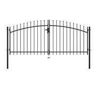 “Winter Sale""TOP Portail de jardin Noir - Double portail avec haut sous forme de lance 300x150cm PRO90084