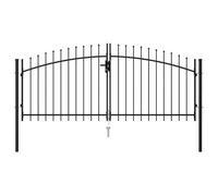 “Winter Sale""TOP Portail de jardin Noir - Portillon double porte avec dessus à pointe Acier 3x1,25 m Noir PRO48808