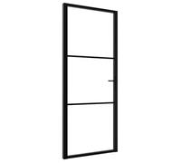 “Winter Sale""TOP Portes d'entrée Noir - Porte intérieure Verre ESG et aluminium 83x201,5cm Noir PRO60016