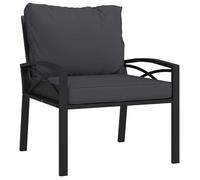 “Winter Sale""TOP Siège DE JARDIN Noir - Chaise de jardin avec coussins gris 68x76x79cm acier PRO16032