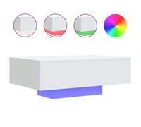 “Winter Sale""TOP Table à café Blanche - Table basse avec lumières LED Blanche 85x55x31cm PRO24299