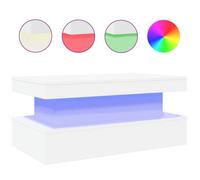 “Winter Sale""TOP Table à café Blanche - Table basse avec lumières LED Blanche 90x50x40cm PRO95814