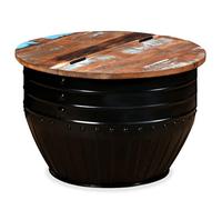 “Winter Sale""TOP Table à café Noire - Table basse Bois de récupération massif Forme de baril Noire PRO72671