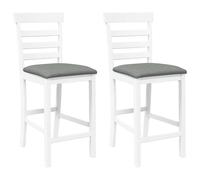 “Winter Sale""TOP Tabouret/Chaise de bar Blanc - Tabourets de bar avec coussins 2 pcs blanc bois massif d'hévéa PRO92976