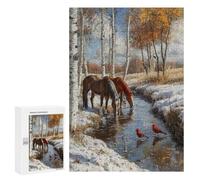 Winter Scene with Horses and Birds Puzzle 1000 Pièces Educa Jouet en Bois Cadeau Unique Décoration Intérieure Jeu Éducatif Challenge Toy Adultes Et Enfants À Partir De 14 Ans 300 PCS
