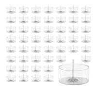 Winter Shore Bougies Chauffe Plat Vides en Plastique [Lot de 50] - Pots Vides avec Meches pour Bougies - Kit Fabrication Bougies Votives pour Mariages, Dîners - 18 x 38 mm, 30 ML
