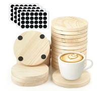 Winter Shore Dessous de Verre Bois Brut 100 mm [Lot de 24] - Rondelles Bois Naturelle pour Boissons, Centre de Table, Travaux Manuels - sous Bock Vierges à Peindre, Graver - 96 Ronds Antidérapants