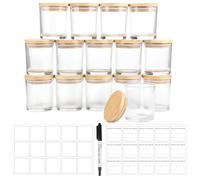 Winter Shore Petit Pot en Verre 170 ML avec Couvercles [Lot de 15] - Contenant Bougie Transparent - 15 Étiquettes Autocollantes, 15 Étiquettes Vierges & 1 Stylo Noir Inclus